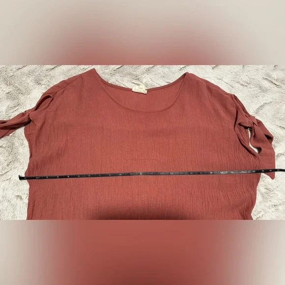 Perch by Blu Pepper Rust Blouse with Back Buttons and Tie Sleeves - Picture 2 of 10